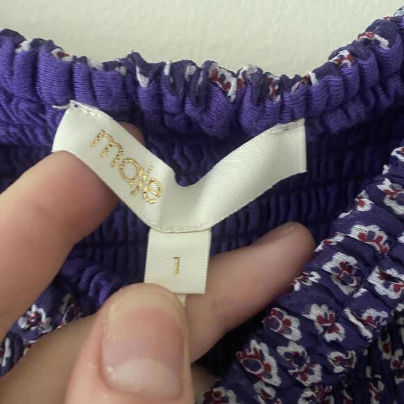 MAJE purple pattern shirred ruffle mini skirt - Picture 3 of 5